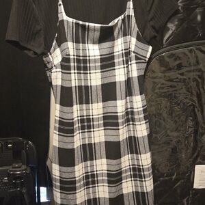 No Boundaries Black and White Plaid Mini Dress